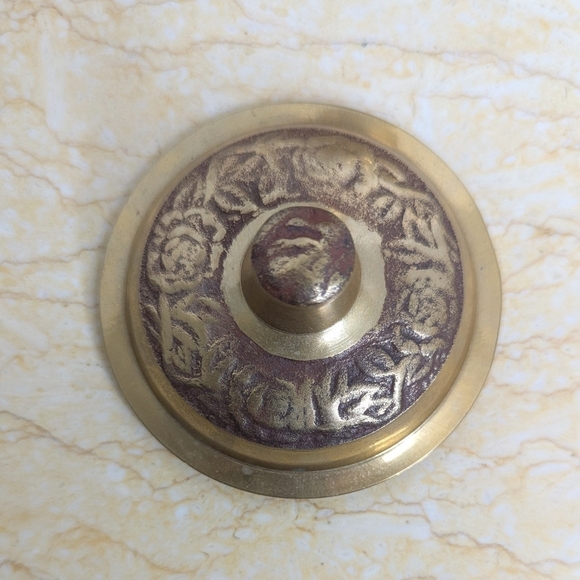 Vintage Brass Metal Embossed  Coffee Teapot Kettle Server With Lid - Picture 8 of 17